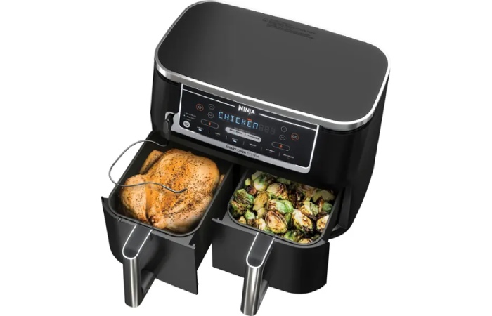 Ninja - Foodi 6-in-1 10-qt. XL 2-Basket Air Fryer with DualZone Technology & Smart Cook System - Black